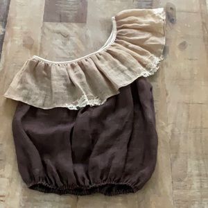 Vanita Rosa Paris Saint Barth linen top with lace. One size. Like new.